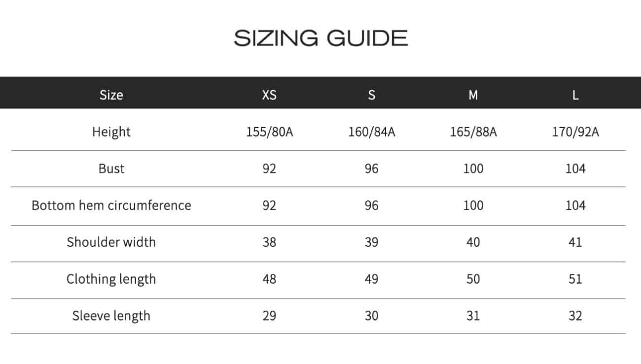 female tshirt size guide